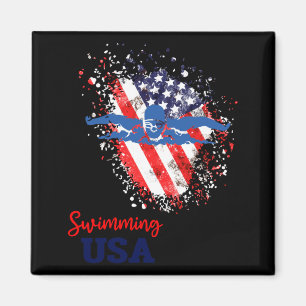 Schwimm-Support-Team-Flagge USA-Pool-Schwimmer Magnet