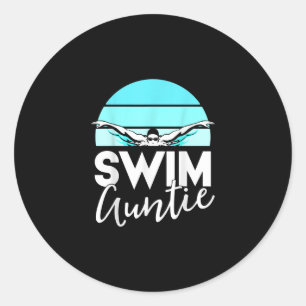Schwimm Team Tante Tante Nephew Schwimmen Geschenk Runder Aufkleber