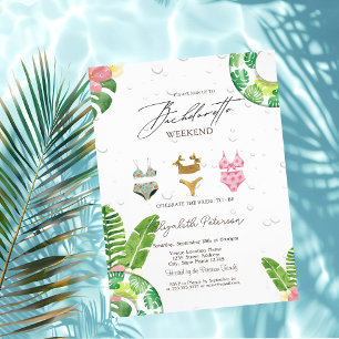 Schwimmanzüge Palmwedel Pool Junggesellinnenabschi Einladung