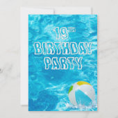 Schwimmbad 19. Geburtstagsparty Einladung (Vorderseite)