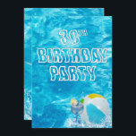 Schwimmbad 30. Geburtstag Party laden ein Einladung<br><div class="desc">Schwimmbad 30. Geburtstag Party laden mit Cocktail und Beachball im türkisfarbenen Wasser zu spritzen.</div>