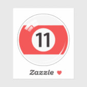 Schwimmbad/Billardkugel Nummer elf (11) rot weiß Aufkleber (Blatt)