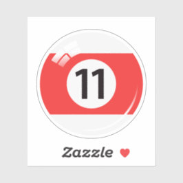 Schwimmbad/Billardkugel Nummer elf (11) rot weiß Aufkleber