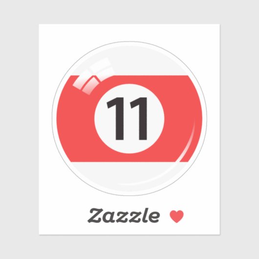 Schwimmbad/Billardkugel Nummer elf (11) rot weiß Aufkleber (Blatt)