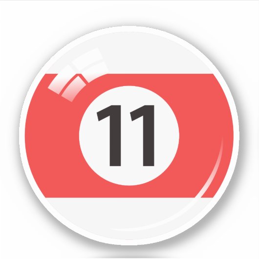 Schwimmbad/Billardkugel Nummer elf (11) rot weiß Aufkleber (Vorderseite)