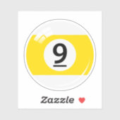 Schwimmbad/Billardkugel Nummer neun (9) gelb weiß Aufkleber (Blatt)