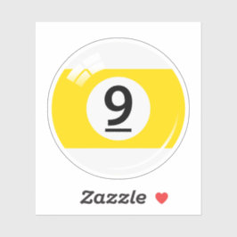 Schwimmbad/Billardkugel Nummer neun (9) gelb weiß Aufkleber