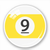 Schwimmbad/Billardkugel Nummer neun (9) gelb weiß Aufkleber (Vorderseite)