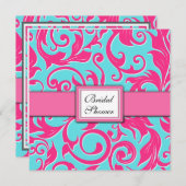 Schwimmbad Blue & Pink Bridal Dusche Einladungen (Vorne/Hinten)