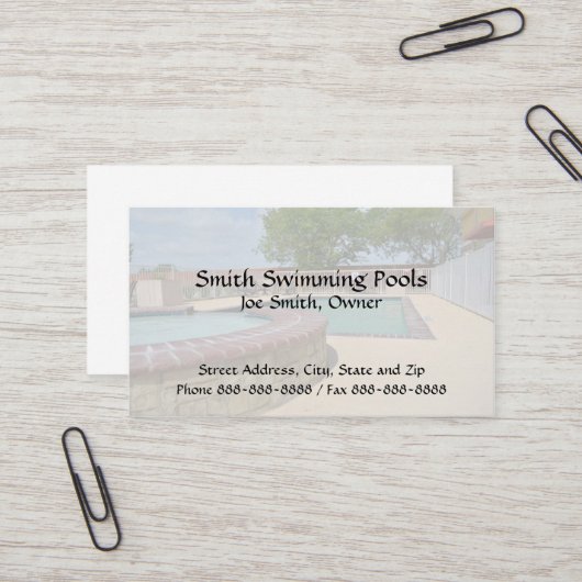 Schwimmbad Business Card Visitenkarte (Vorderseite/Rückseite Beispiel)