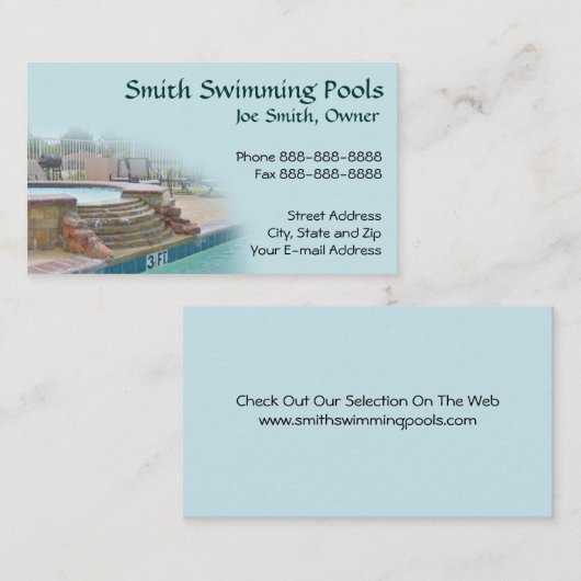 Schwimmbad Business Card Visitenkarte (Vorne/Hinten)