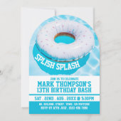 Schwimmbad Donut, Schwimmbad Party Geburtstag Einladung (Vorderseite)