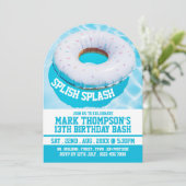 Schwimmbad Donut, Schwimmbad Party Geburtstag Einladung (Stehend Vorderseite)