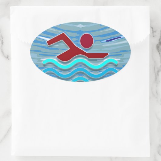 Schwimmbad Fitness NVN254 Schwimmbad Ovaler Aufkleber (Tasche)