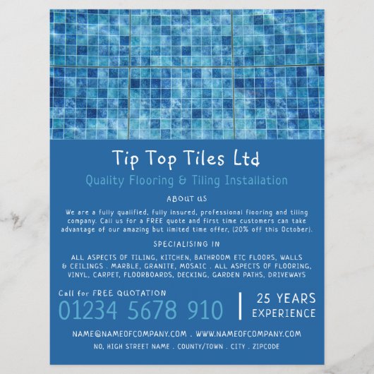 Schwimmbad, Fußboden, Fliesenwerbung Flyer (Vorne)