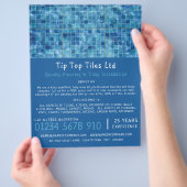 Schwimmbad, Fußboden, Fliesenwerbung Flyer (Hand)