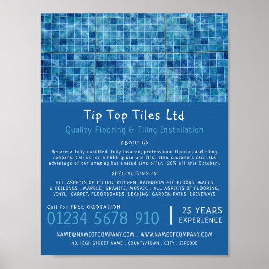 Schwimmbad, Fußboden, Fliesenwerbung Poster (Vorne)