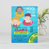 Schwimmbad Geburtstagseinladungen Schwimmbad Gefär Einladung (Stehend Vorderseite)