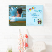 Schwimmbad Geburtstagsparty Niedlich Panda Spielba Banner (Insitu)