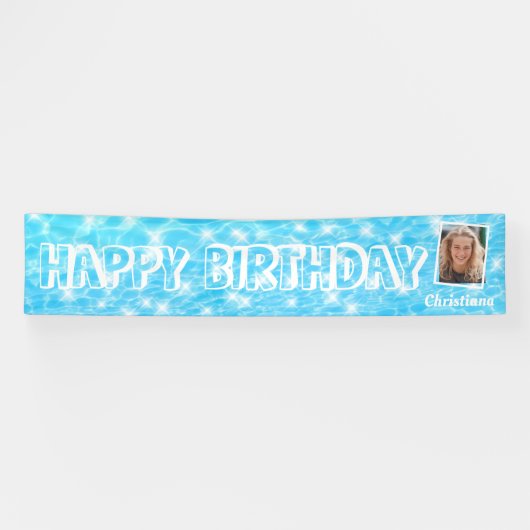 Schwimmbad Geburtstagsparty Pool Wasserrippeln Cus Banner (Horizontal)