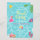 Schwimmbad Geburtstagsparty, Schwimmbad Kinder Par Einladung (Vorne/Hinten)