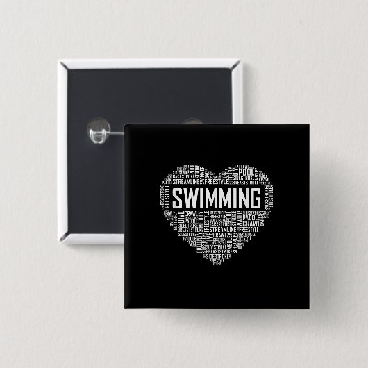 Schwimmbad Herzbus Schwimmer Geschenk schwimmen Lo Button (Vorne & Hinten)