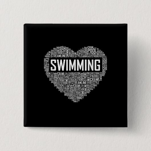 Schwimmbad Herzbus Schwimmer Geschenk schwimmen Lo Button (Vorderseite)