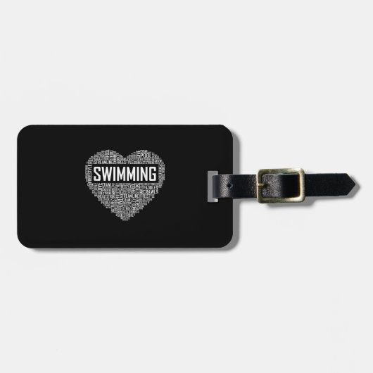 Schwimmbad Herzbus Schwimmer Geschenk schwimmen Lo Gepäckanhänger (Vorderseite horizontal)