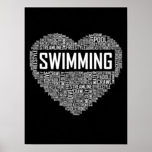 Schwimmbad Herzbus Schwimmer Geschenk schwimmen Lo Poster