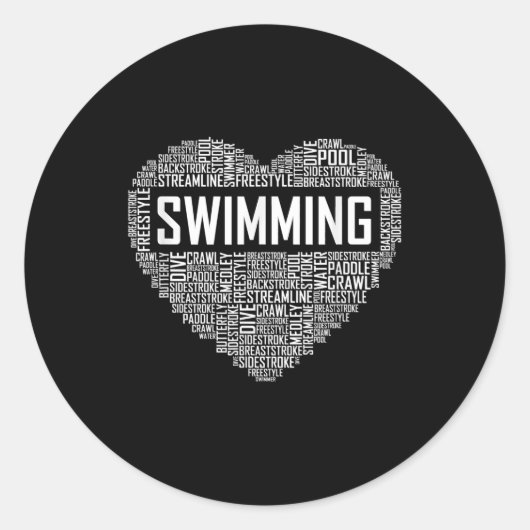Schwimmbad Herzbus Schwimmer Geschenk schwimmen Lo Runder Aufkleber (Vorderseite)