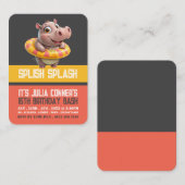 Schwimmbad Hippo Pool Party Geburtstag Handout Tic Visitenkarte (Vorne/Hinten)