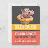 Schwimmbad Hippo, Schwimmbad Party Geburtstag Einladung (Vorderseite)