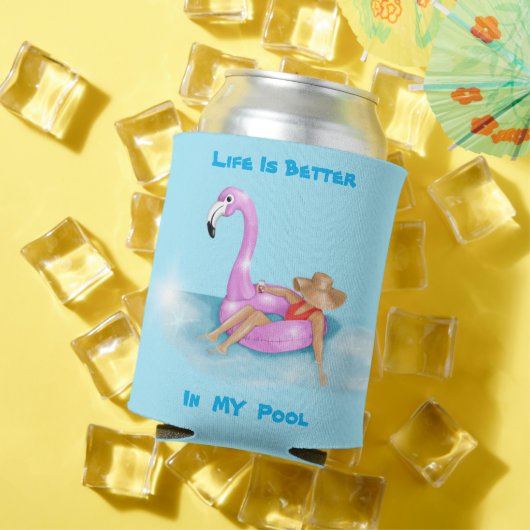 Schwimmbad in Hot Pink Flamingo Float, C Dosenkühler (In Situ Sommer)