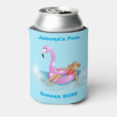 Schwimmbad in Hot Pink Flamingo Float, C Dosenkühler (Kanne Rückseite)