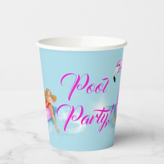 Schwimmbad in Hot Pink Flamingo Float Pappbecher (Links)