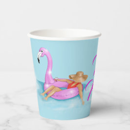 Schwimmbad in Hot Pink Flamingo Float Pappbecher