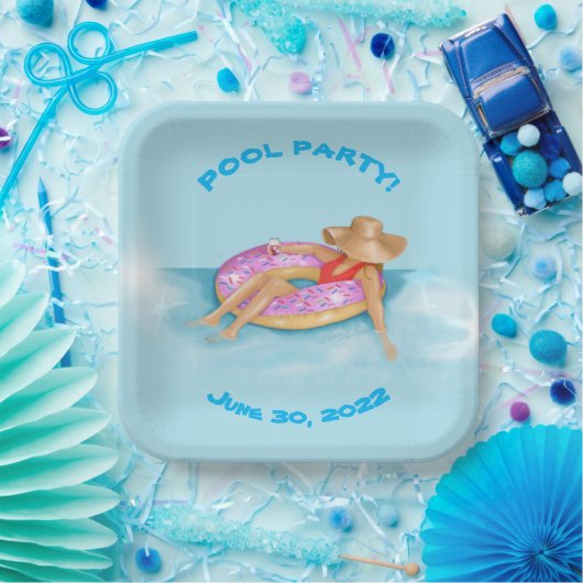 Schwimmbad in Sprinkle Donut Float Pappteller (Party)