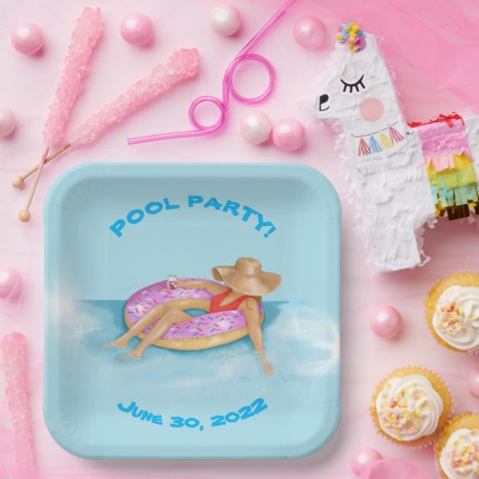 Schwimmbad in Sprinkle Donut Float Pappteller (Party)