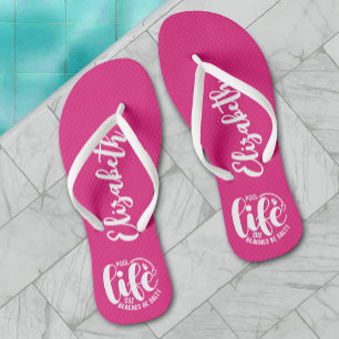 Schwimmbad Life Hot Pink Personalisiert Badesandalen