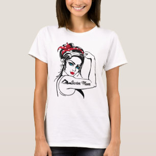 Schwimmbad Mama Rosie Das Riveter Button hoch T-Shirt