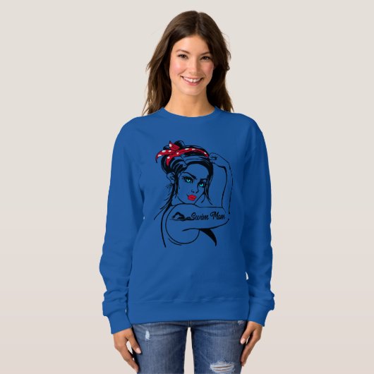 Schwimmbad Mama Rosie Das Riveter Button Sweatshirt (Vorne ganz)