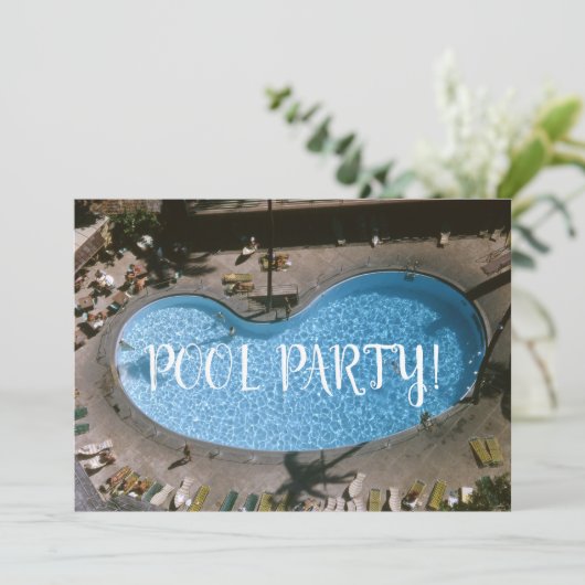 Schwimmbad Mitte des Jahrhunderts Inspiriertes Par Einladung (Stehend Vorderseite)