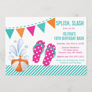Schwimmbad oder Beach Geburtstagsparty Einladung F
