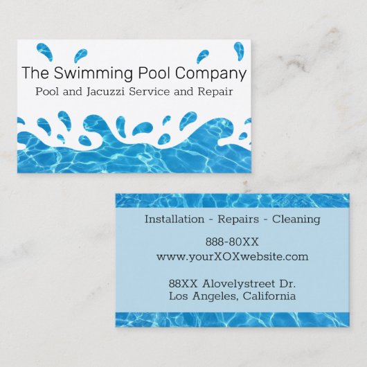 Schwimmbad oder Whirlpool Visitenkarte (Vorne/Hinten)