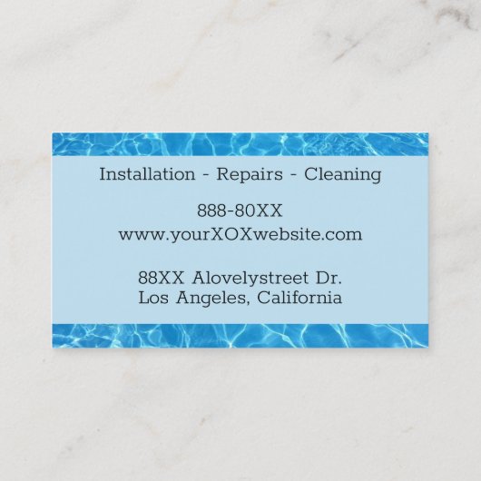 Schwimmbad oder Whirlpool Visitenkarte (Rückseite)