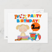 Schwimmbad Party 2. Geburtstag Tshirts und Geschen Einladungspostkarte (Vorne/Hinten)