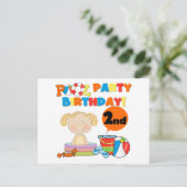 Schwimmbad Party 2. Geburtstag Tshirts und Geschen Einladungspostkarte (Stehend Vorderseite)