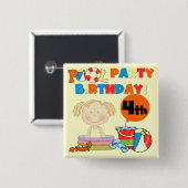 Schwimmbad Party 4. Geburtstag Tshirts und Geschen Button (Vorne & Hinten)