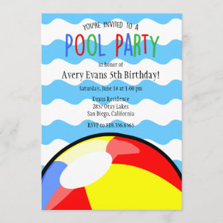 Schwimmbad Party Beach Ball Geburtstag Einladung