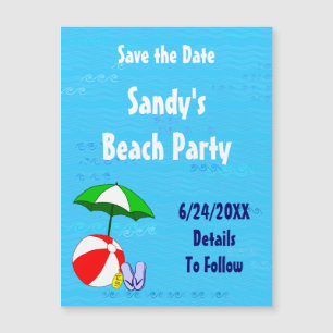 Schwimmbad-Party Beachball Save-the-Date Magnetkar Magnetkarte